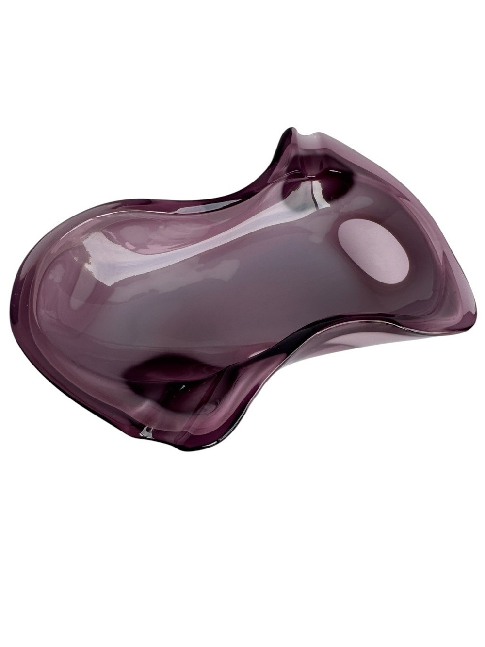 Vintage Sasaki Amethyst Art Glass Ashtray Catchall Bowl Purple Mid Century MCM
